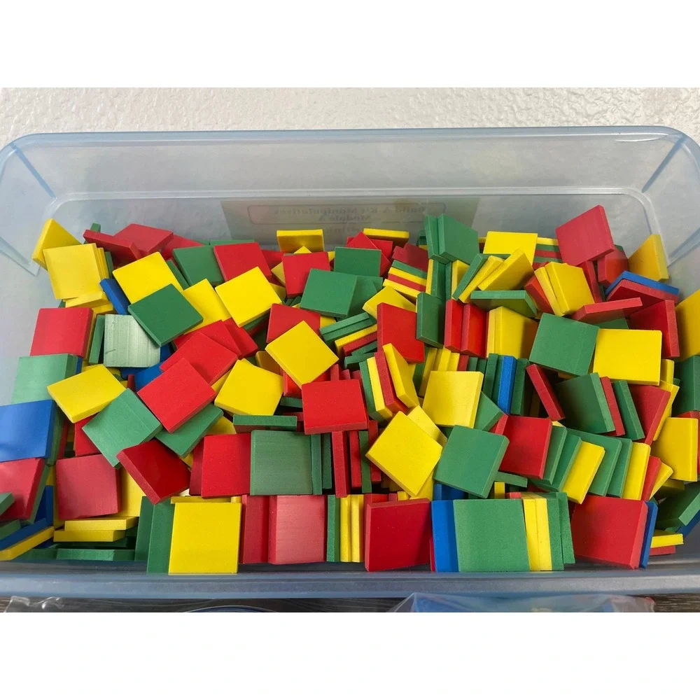 Vintage Harcourt Brace Math Manipulatives Attrilinks Color Tiles Learning Kit